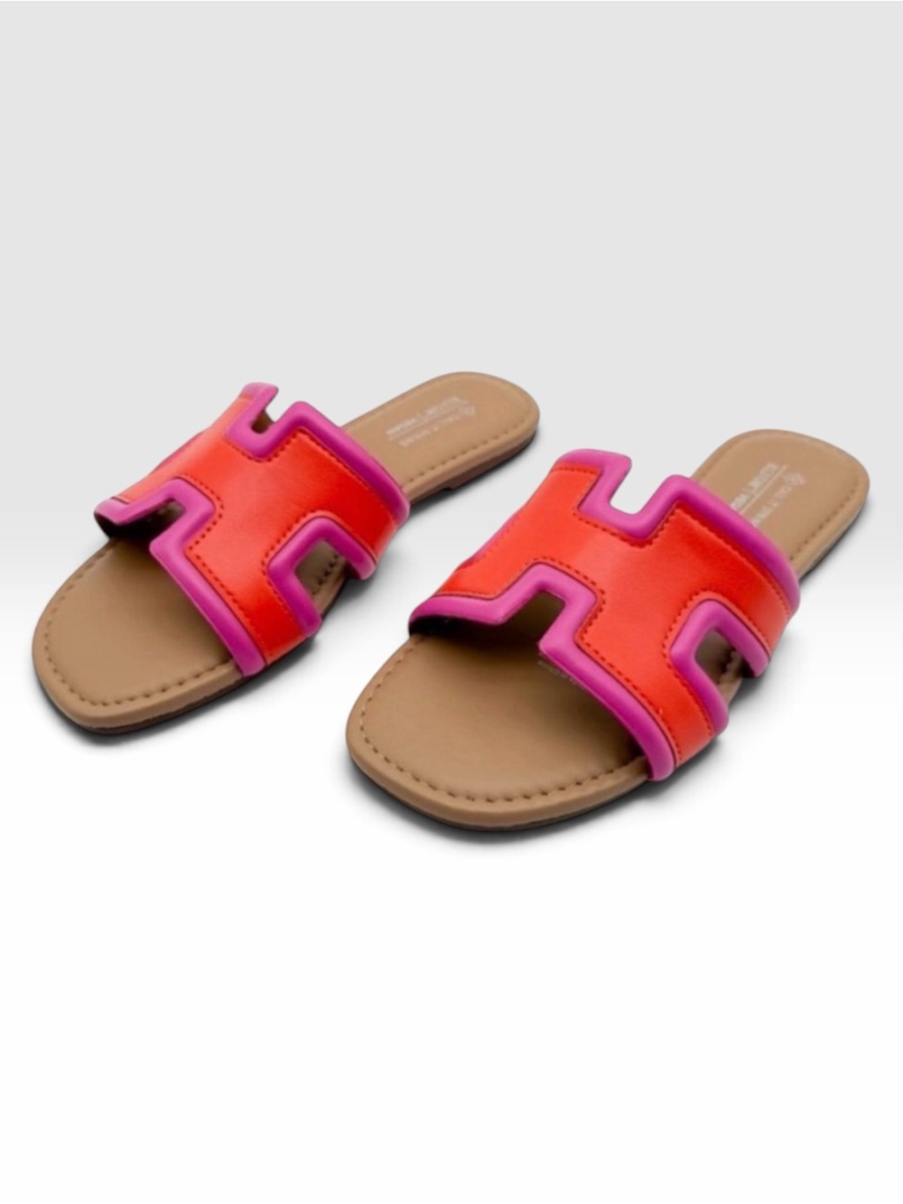 Call It Spring Kamiko Slide Sandals Multicolor Red Orange Pink 6 NEW